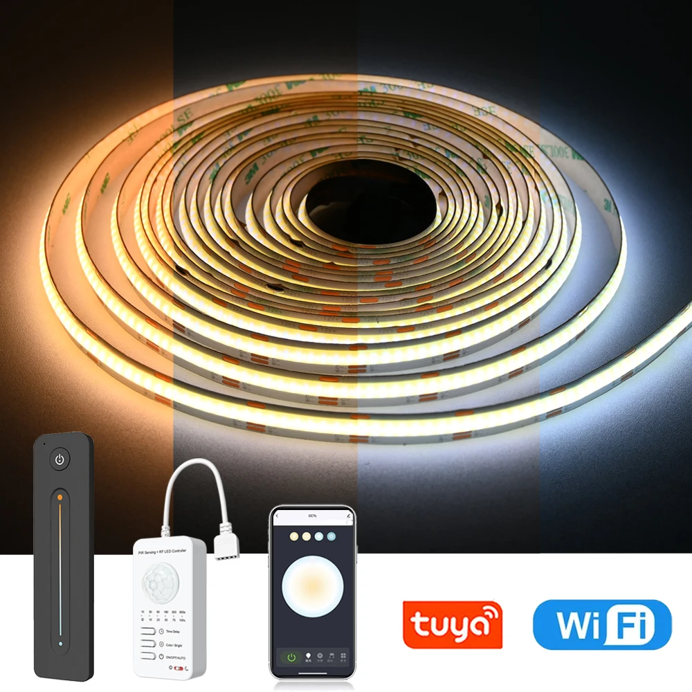 Светодиодная лента Tuya WiFi COB CCT с датчиком движения PIR 12 В, 2 м, 3 м, 5 м, 10 м, с регулируемой яркостью, светильник для шкафа для кровати, шкафа 2700-6500K для Alexa Google
Светодиодная лента Tuya WiFi COB CCT с датчиком движения PIR 12 В, 2 м, 3 м, 5 м, 10 м, с регулируемой яркостью, светильник для шкафа для кровати, шкафа 2700-6500K для Alexa Google
