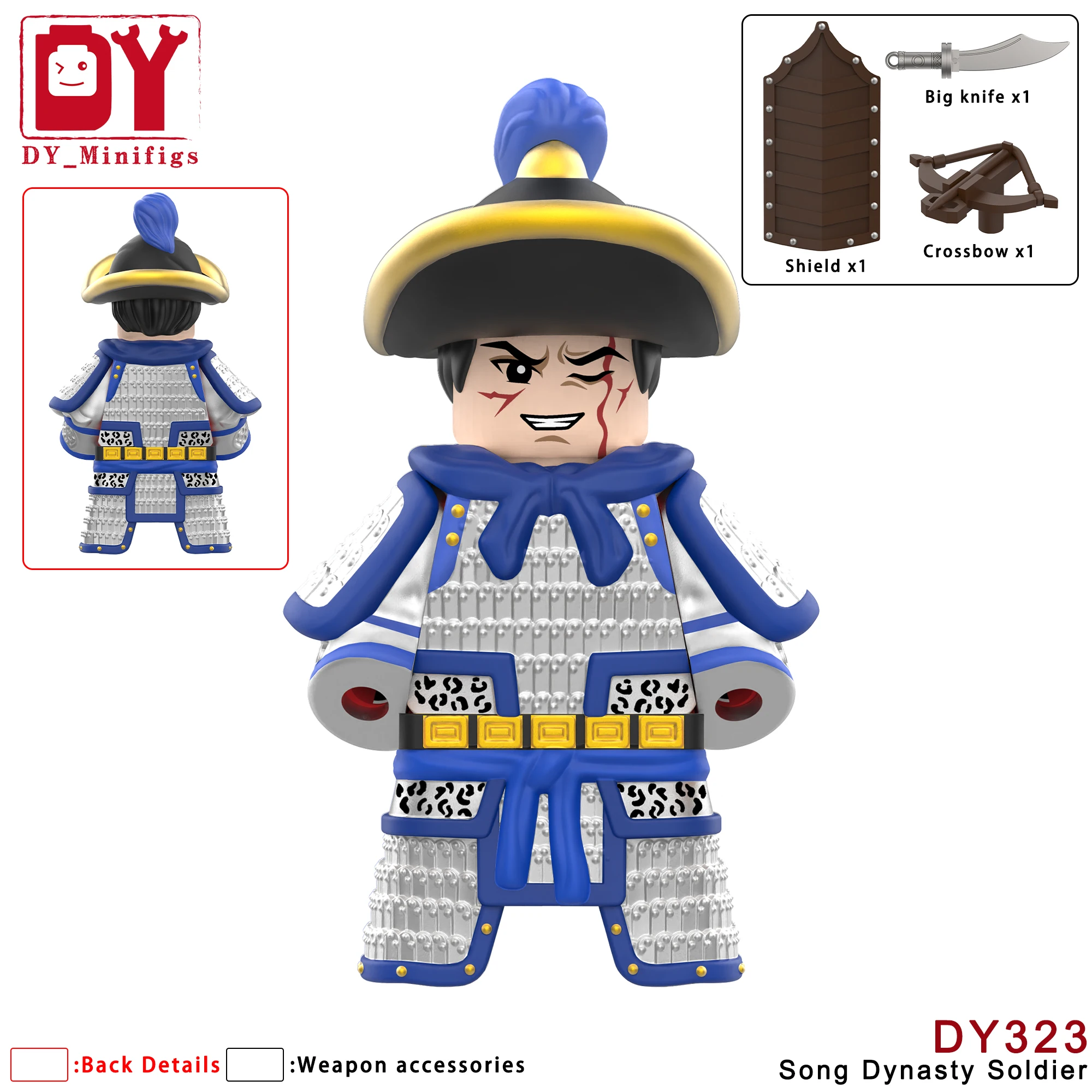 21pcs Military Southern Song Soldier Medieval Figures Hero Characters Knights Sword Weapons Accessories Building Blocks DIY Toy
21pcs Military Southern Song Soldier Medieval Figures Hero Characters Knights Sword Weapons Accessories Building Blocks DIY Toy