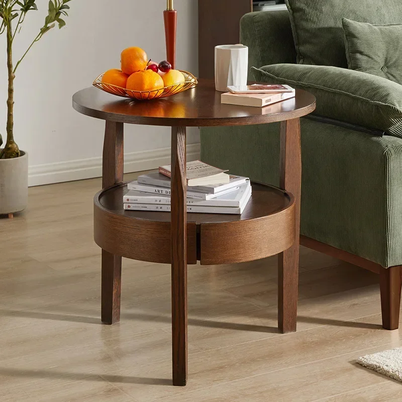 Retro Solid Wood Double-Layer Side Table Simple Living Room Coffee Table Creative Leisure Corner Round Tables
Retro Solid Wood Double-Layer Side Table Simple Living Room Coffee Table Creative Leisure Corner Round Tables