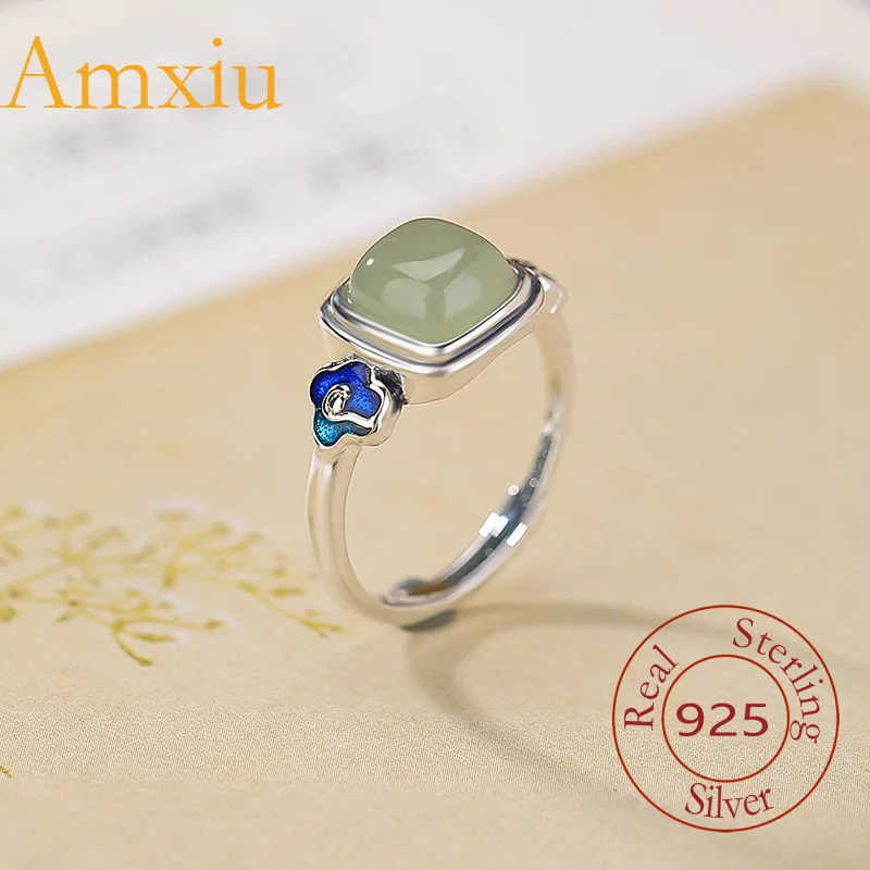 Amxiu Sterling Silver 925 Yilu Hetian Qing Shui Jade Enamel Xiangyun Square New Chinese Ancient Style Simple Ring
Amxiu Sterling Silver 925 Yilu Hetian Qing Shui Jade Enamel Xiangyun Square New Chinese Ancient Style Simple Ring