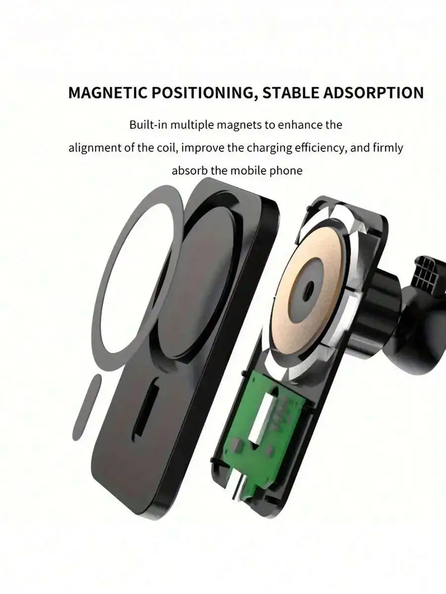 15W Magnetic Wireless Car Phone Mount: Multi-Magnet Alignment, Stable Adsorption, Tool-Free Snap Fit, Fast Charging For iPhone
15W Magnetic Wireless Car Phone Mount: Multi-Magnet Alignment, Stable Adsorption, Tool-Free Snap Fit, Fast Charging For iPhone