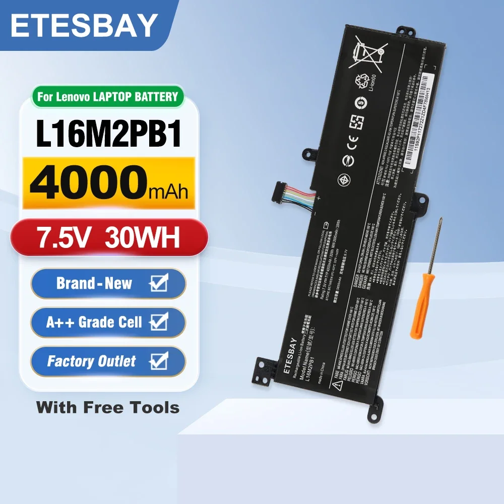 ETESBAY L16M2PB1 30WH Laptop Battery For Lenovo IdeaPad 320-14IKB 320-14ISK 320-15IKB Series L16L2PB1 L16C2PB1 L16C2PB2 L16S2PB2
ETESBAY L16M2PB1 30WH Laptop Battery For Lenovo IdeaPad 320-14IKB 320-14ISK 320-15IKB Series L16L2PB1 L16C2PB1 L16C2PB2 L16S2PB2
