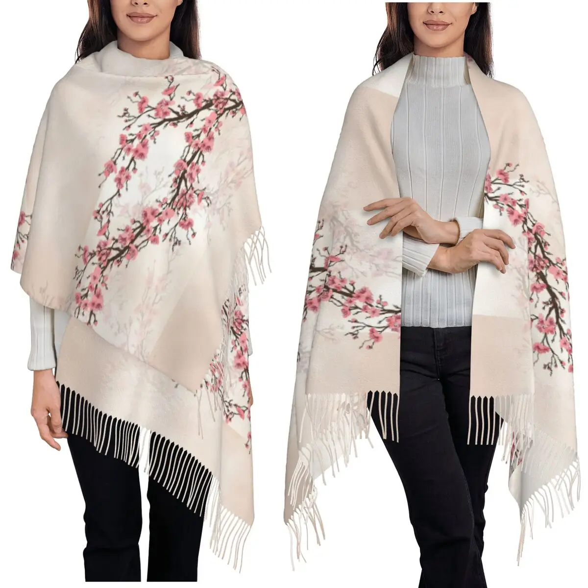 Цветущая ветка сакуры, японский цветочный шарф с кисточками, женские шали и накидки, длинная осенне-зимняя шаль, накидка
Цветущая ветка сакуры, японский цветочный шарф с кисточками, женские шали и накидки, длинная осенне-зимняя шаль, накидка