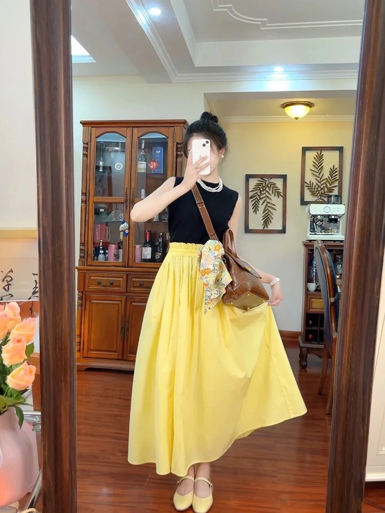 Yellow A-Line Skirt Women's Spring Summer Slimming Drapey Elastic Waist Design Unique Hepburn Sle Umbrella Skirt
Yellow A-Line Skirt Women's Spring Summer Slimming Drapey Elastic Waist Design Unique Hepburn Sle Umbrella Skirt