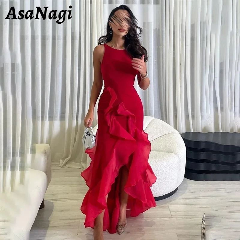 AsaNagi Red O Neck Prom Gowns Women's High Low Mermaid Party Evening Gown Saudi Floor Length Ruffled Special Occasion Dress 2024
AsaNagi Red O Neck Prom Gowns Women's High Low Mermaid Party Evening Gown Saudi Floor Length Ruffled Special Occasion Dress 2024