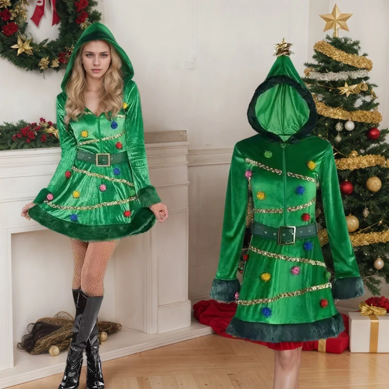 Christmas Tree Character Costume Green Dress Complete Set Of Women's Stage Performance Attire Christmas Party Outfit Warm Dress
Christmas Tree Character Costume Green Dress Complete Set Of Women's Stage Performance Attire Christmas Party Outfit Warm Dress