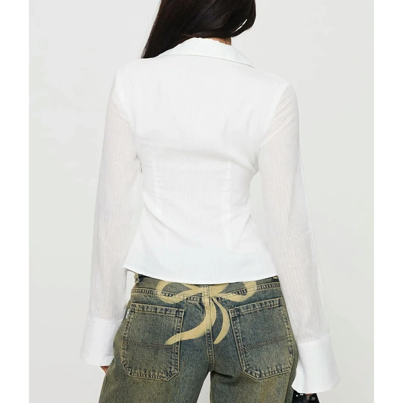 Combhasaki женская винтажная блузка в полоску с рюшами и бюстом y2k, расклешенная блузка с разрезом и длинными рукавами, с лацканами и v-образным вырезом на пуговицах, тонкие рубашки, повседневная одежда
Combhasaki женская винтажная блузка в полоску с рюшами и бюстом y2k, расклешенная блузка с разрезом и длинными рукавами, с лацканами и v-образным вырезом на пуговицах, тонкие рубашки, повседневная одежда