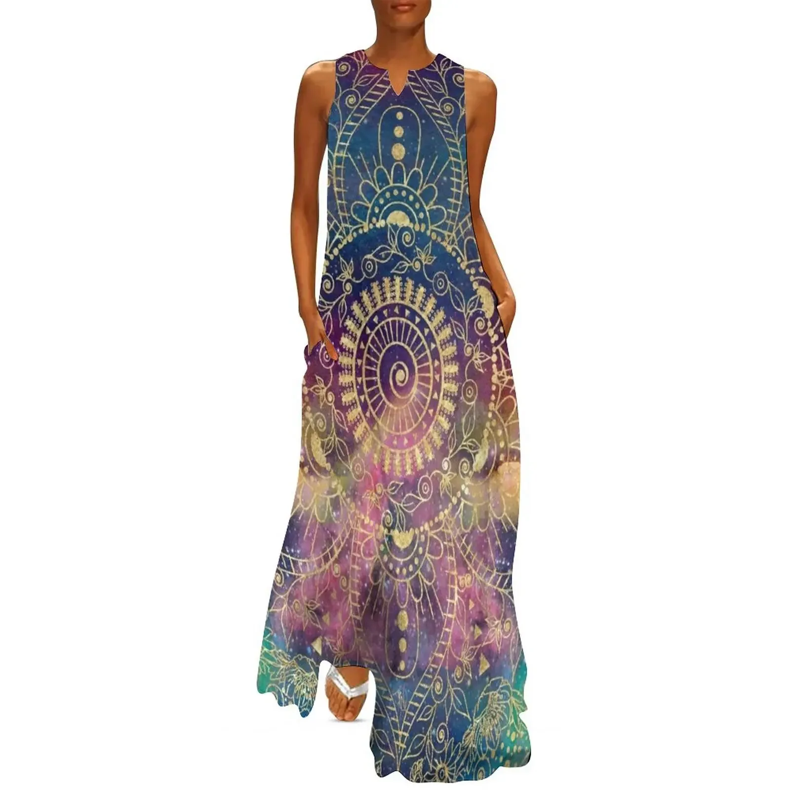 Gold Mandala Watercolor Colorful Nebula Long Dress elegant chic wedding evening dresses Summer skirt Dress
Gold Mandala Watercolor Colorful Nebula Long Dress elegant chic wedding evening dresses Summer skirt Dress