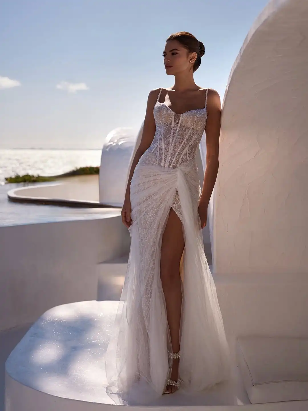 Ofherown Beaded Sequins Lace Wedding Dresses Spaghetti Straps Mermaid Bridal Gowns Tulle Bone High Slit vestido de novia
Ofherown Beaded Sequins Lace Wedding Dresses Spaghetti Straps Mermaid Bridal Gowns Tulle Bone High Slit vestido de novia