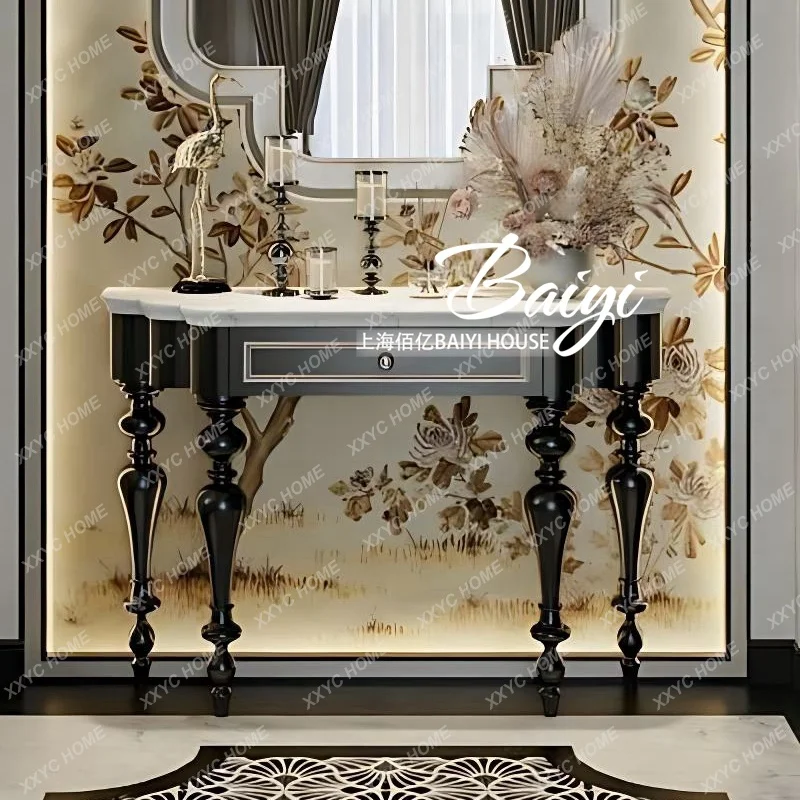 L retro entrance cabinet light luxury solid wood against the wall semicircular foyer entrance table marble
L retro entrance cabinet light luxury solid wood against the wall semicircular foyer entrance table marble