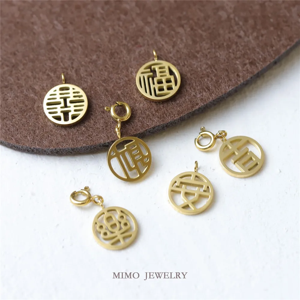 Titanium steel plated 18K gold round Chinese character pendant Anle Xifu Caiji pendant DIY accessories M-183
Titanium steel plated 18K gold round Chinese character pendant Anle Xifu Caiji pendant DIY accessories M-183