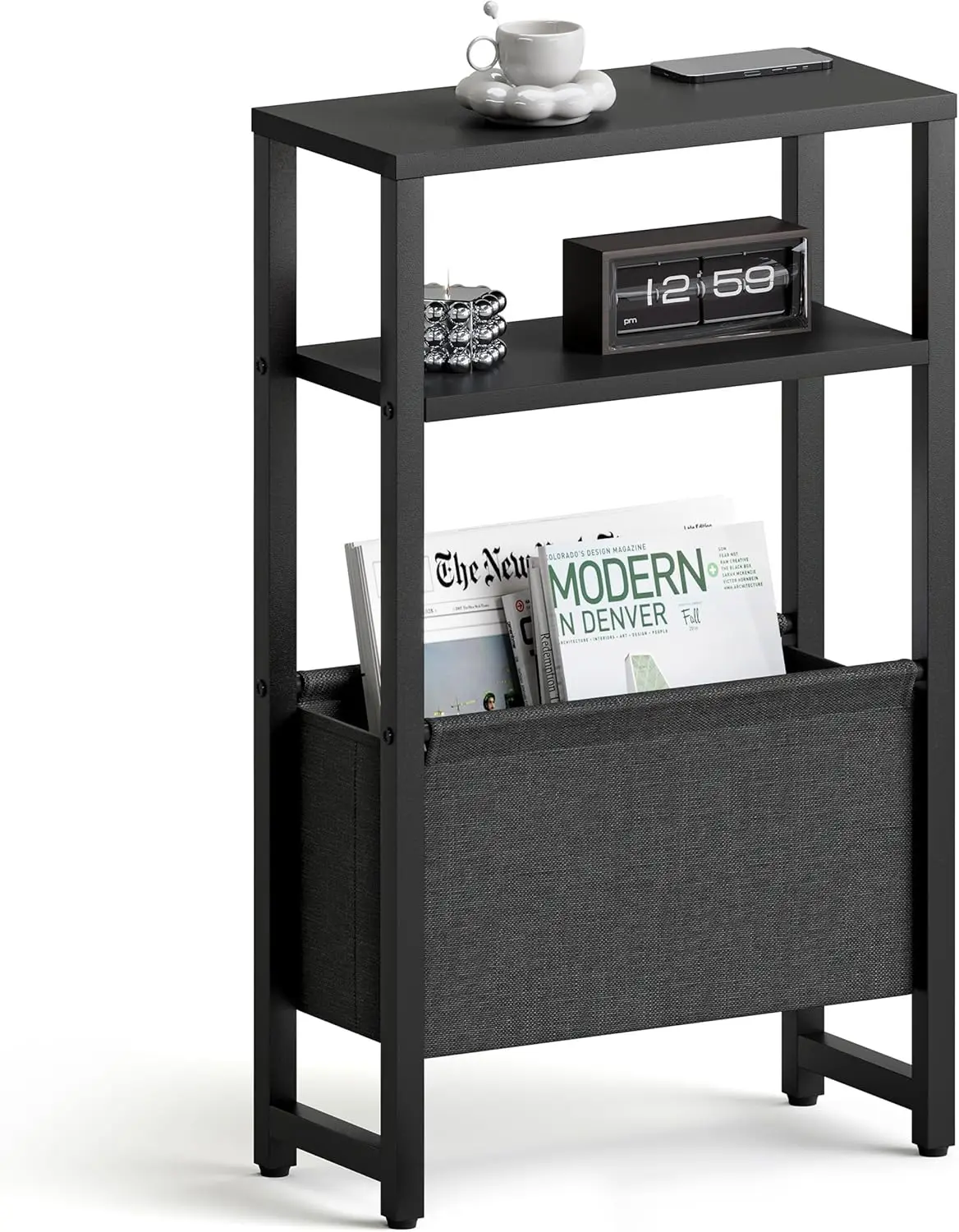 Узкий 3-ярусный приставной столик с подставкой для журналов, для небольших помещений в гостиной и спальне, черная отделка
Узкий 3-ярусный приставной столик с подставкой для журналов, для небольших помещений в гостиной и спальне, черная отделка