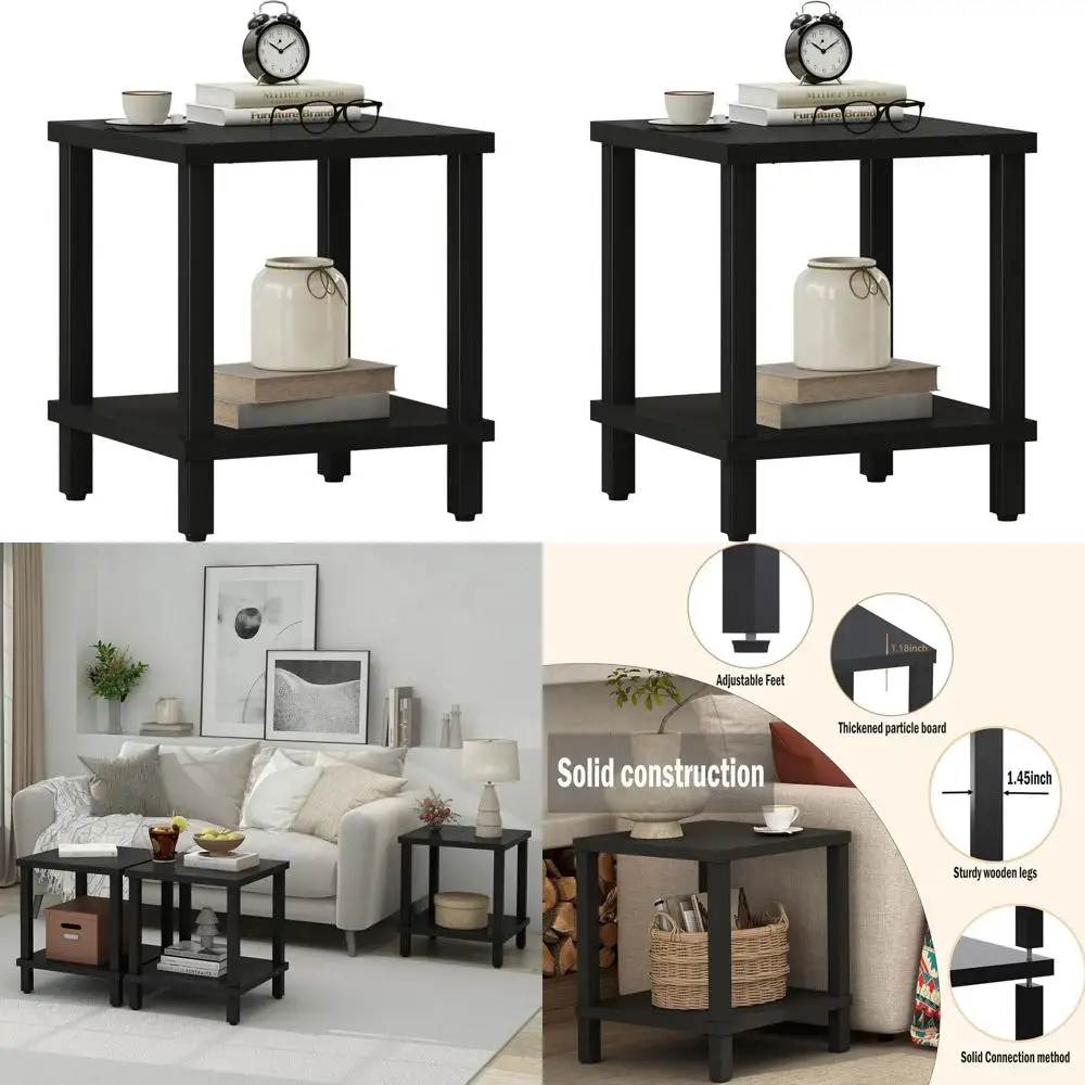 20 Inch Square Coffee Table with 2-Tier Storage Shelf, Modern Sofa Side Table for Living Room and Bedroom in Black
20 Inch Square Coffee Table with 2-Tier Storage Shelf, Modern Sofa Side Table for Living Room and Bedroom in Black