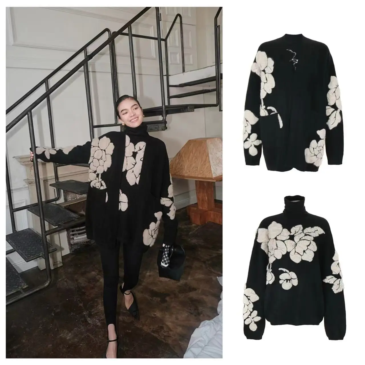Romantic Poetic Embroidered Knitted 3D Sweater Cardigan Loose Fit V-Neck Long Sleeve Autumn Wear Casual Style Chinese Production
Romantic Poetic Embroidered Knitted 3D Sweater Cardigan Loose Fit V-Neck Long Sleeve Autumn Wear Casual Style Chinese Production