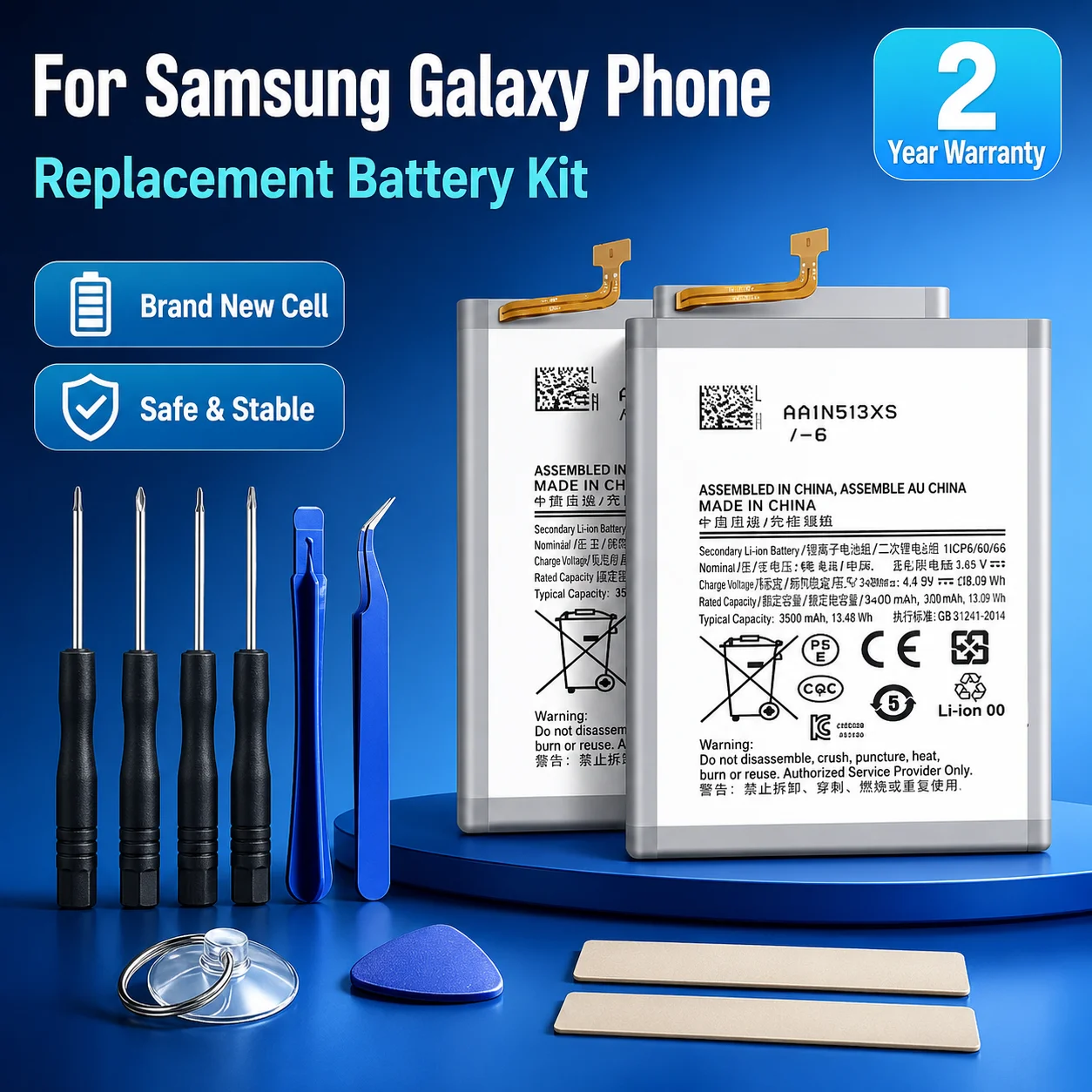 High Capacity Replacement Battery For Samsung Galaxy A10 A10E A20 A30 A50 A70 CE FCC Certified With Installation Tools
High Capacity Replacement Battery For Samsung Galaxy A10 A10E A20 A30 A50 A70 CE FCC Certified With Installation Tools