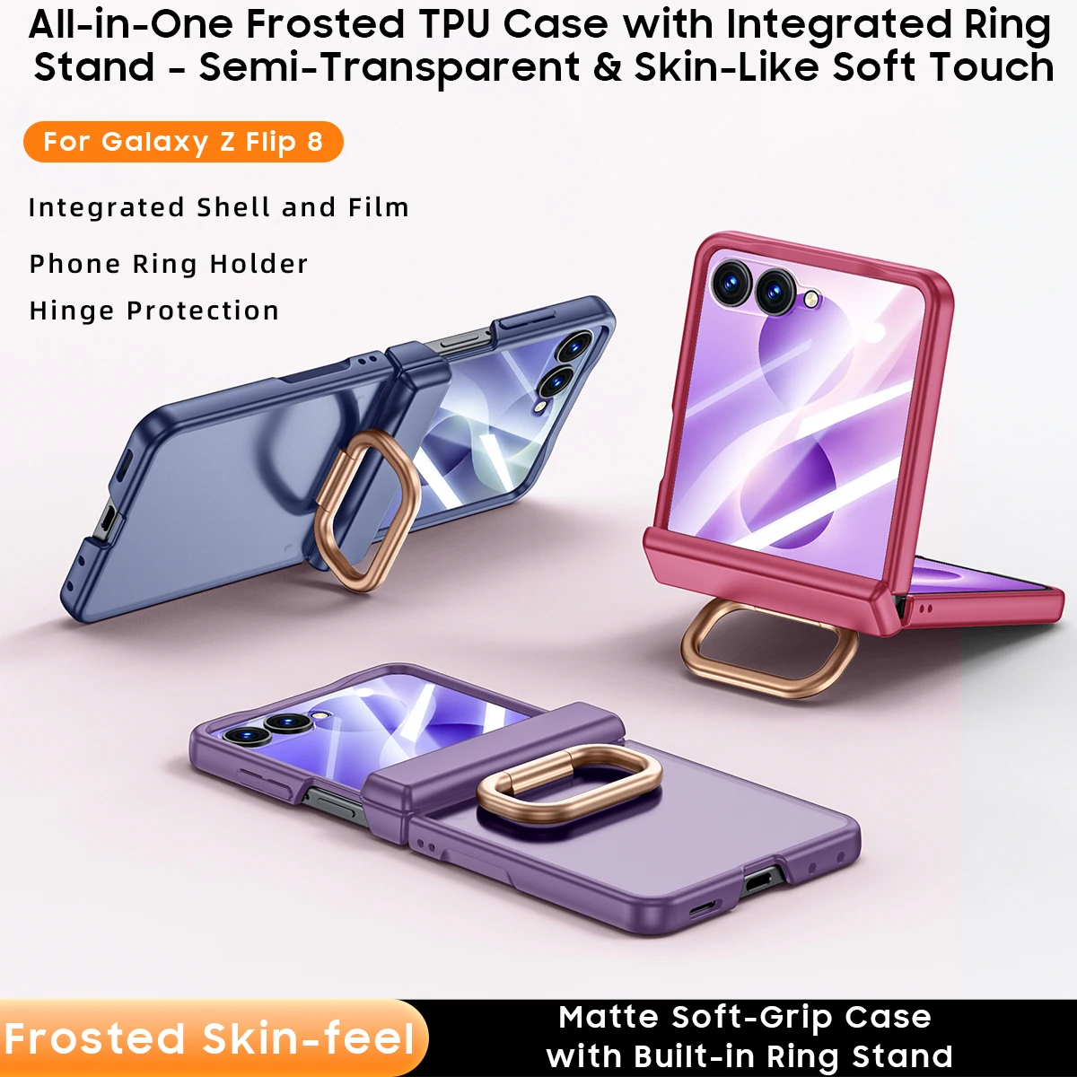 Funda Case For Samsung Galaxy Z Flip 8 Z Flip 7 Matte Hard PC Built-in Screen Protector Ring Stand Full Protection Case Cover
Funda Case For Samsung Galaxy Z Flip 8 Z Flip 7 Matte Hard PC Built-in Screen Protector Ring Stand Full Protection Case Cover