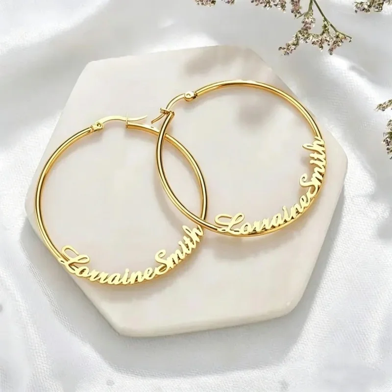 Roro’s Personalized Custom Name Hoop Earrings 40mm Stainless Steel Romantic and Cute Earring Jewelry Gift for Her Birthday Party
Roro’s Personalized Custom Name Hoop Earrings 40mm Stainless Steel Romantic and Cute Earring Jewelry Gift for Her Birthday Party