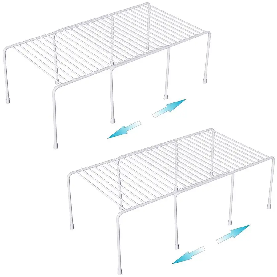 Expandable Cabinet Shelf Organizer, Rustproof Metal Shelf Riser Kitchen Counter Storage Organizer Rack for Fridge, Cabinet, Pant