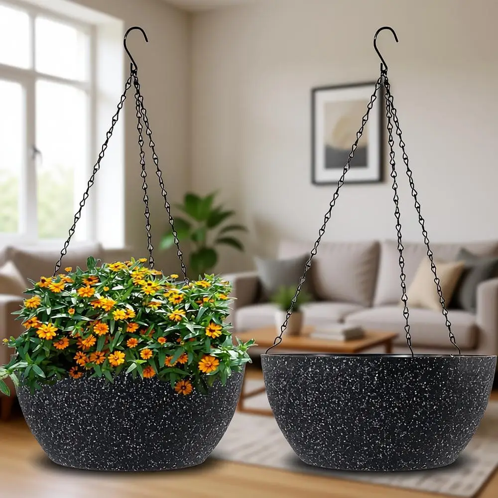 Набор из 2-х больших круглых подвесных кашпо (13 дюймов) с дренажем, идеально подходят для использования в помещении или на улице, черные с вкраплениями
Набор из 2-х больших круглых подвесных кашпо (13 дюймов) с дренажем, идеально подходят для использования в помещении или на улице, черные с вкраплениями