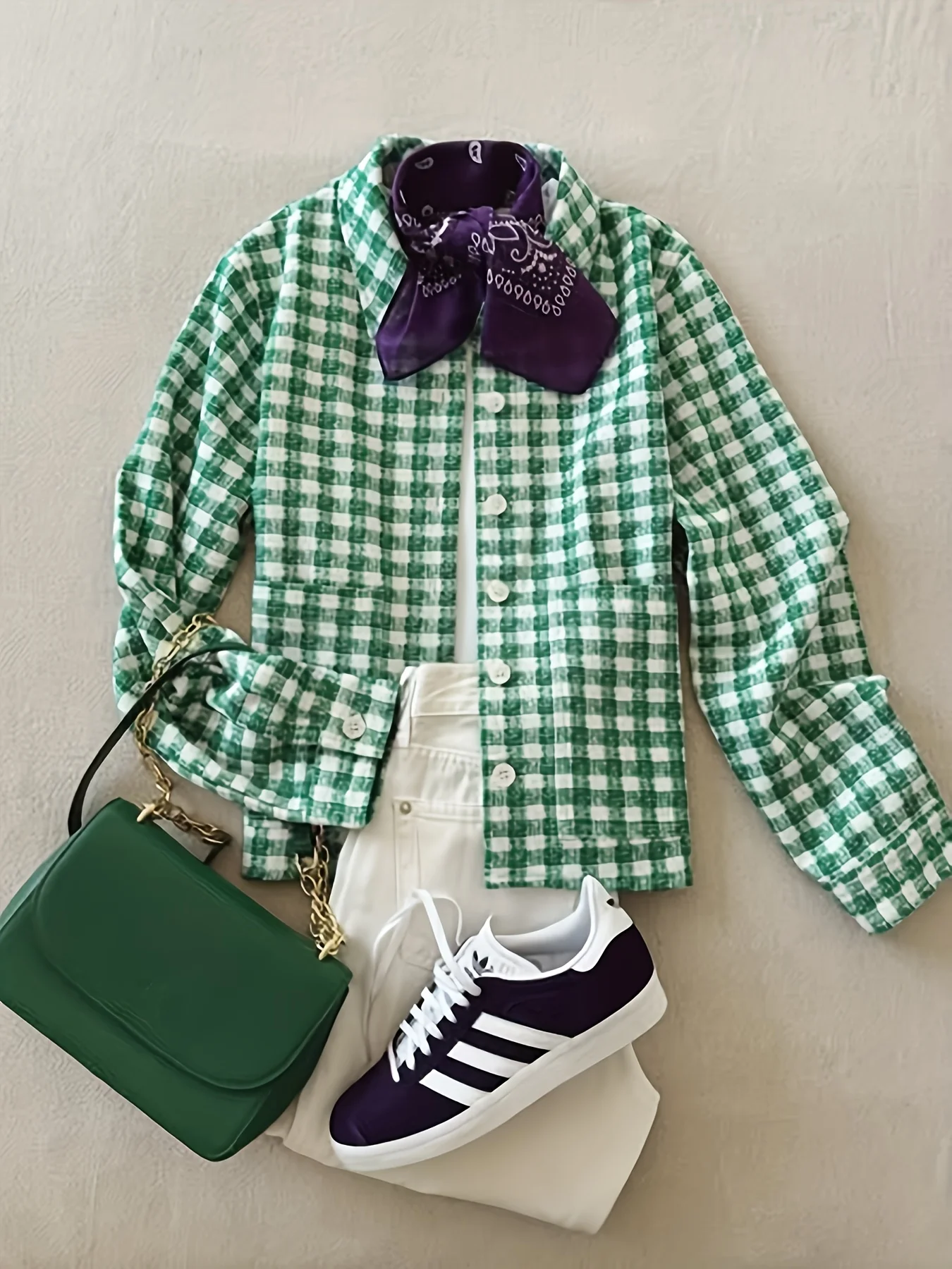 Женская зеленая рубашка в белую клетку свободного кроя с длинными рукавами, повседневная блузка
Женская зеленая рубашка в белую клетку свободного кроя с длинными рукавами, повседневная блузка