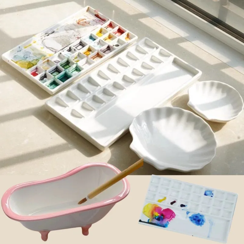 Ceramic Watercolor Palette/Wash Pen Bucket Art Supplies Student Oil Painting/Watercolor/Acrylic Pigment Palette Portable Tool
Ceramic Watercolor Palette/Wash Pen Bucket Art Supplies Student Oil Painting/Watercolor/Acrylic Pigment Palette Portable Tool