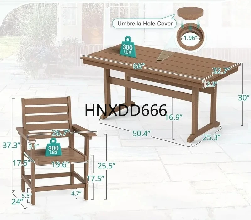 7-Piece Outdoor Dining Set with Umbrella Hole, Includes 6 Weather-Resistant Patio Chairs and Table
7-Piece Outdoor Dining Set with Umbrella Hole, Includes 6 Weather-Resistant Patio Chairs and Table