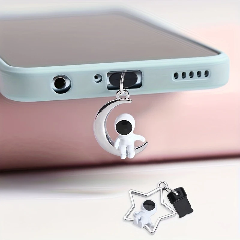 Cute Star Moon Astronaut Phone Dust plug Accessories Decoration Hanging Pendant for iPhone for Samsung Type-C Charging Port
Cute Star Moon Astronaut Phone Dust plug Accessories Decoration Hanging Pendant for iPhone for Samsung Type-C Charging Port