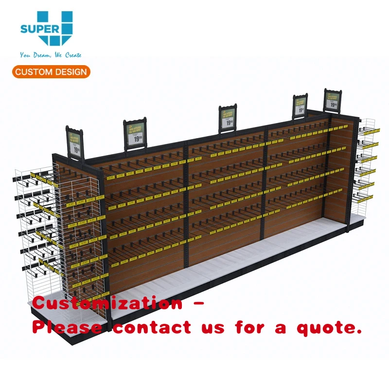 custom.Commercial Wooden Gondola Shelves Adjustable Slatwall Hooks Custom Floor Stand Display Furniture Fishing Tackle Store
custom.Commercial Wooden Gondola Shelves Adjustable Slatwall Hooks Custom Floor Stand Display Furniture Fishing Tackle Store