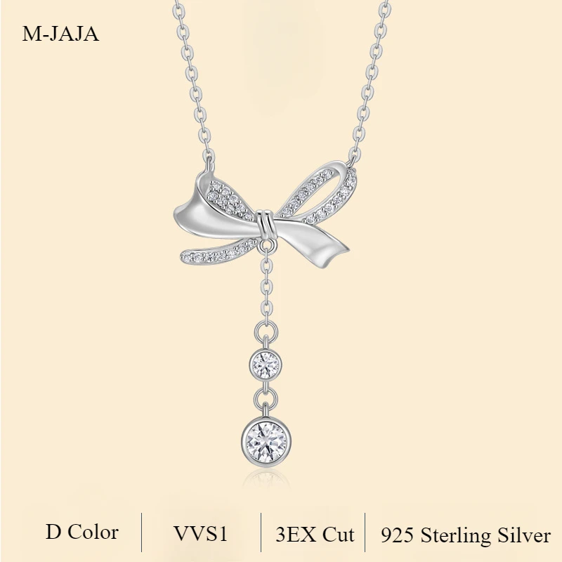M-JAJA New Fashion 925 Silver Chain Certificated D VVS1 Round Moissanite Bow Pendants Necklaces for Women Wedding Fine Jewelry
M-JAJA New Fashion 925 Silver Chain Certificated D VVS1 Round Moissanite Bow Pendants Necklaces for Women Wedding Fine Jewelry