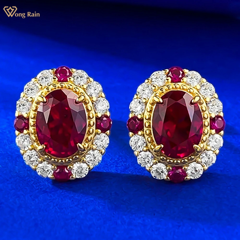 Wong Rain Vintage 925 Sterling Silver 6*8MM Ruby High Carbon Diamonds Gemstone Ear Studs Earrings Fine Jewelry Anniversary Gifts
Wong Rain Vintage 925 Sterling Silver 6*8MM Ruby High Carbon Diamonds Gemstone Ear Studs Earrings Fine Jewelry Anniversary Gifts