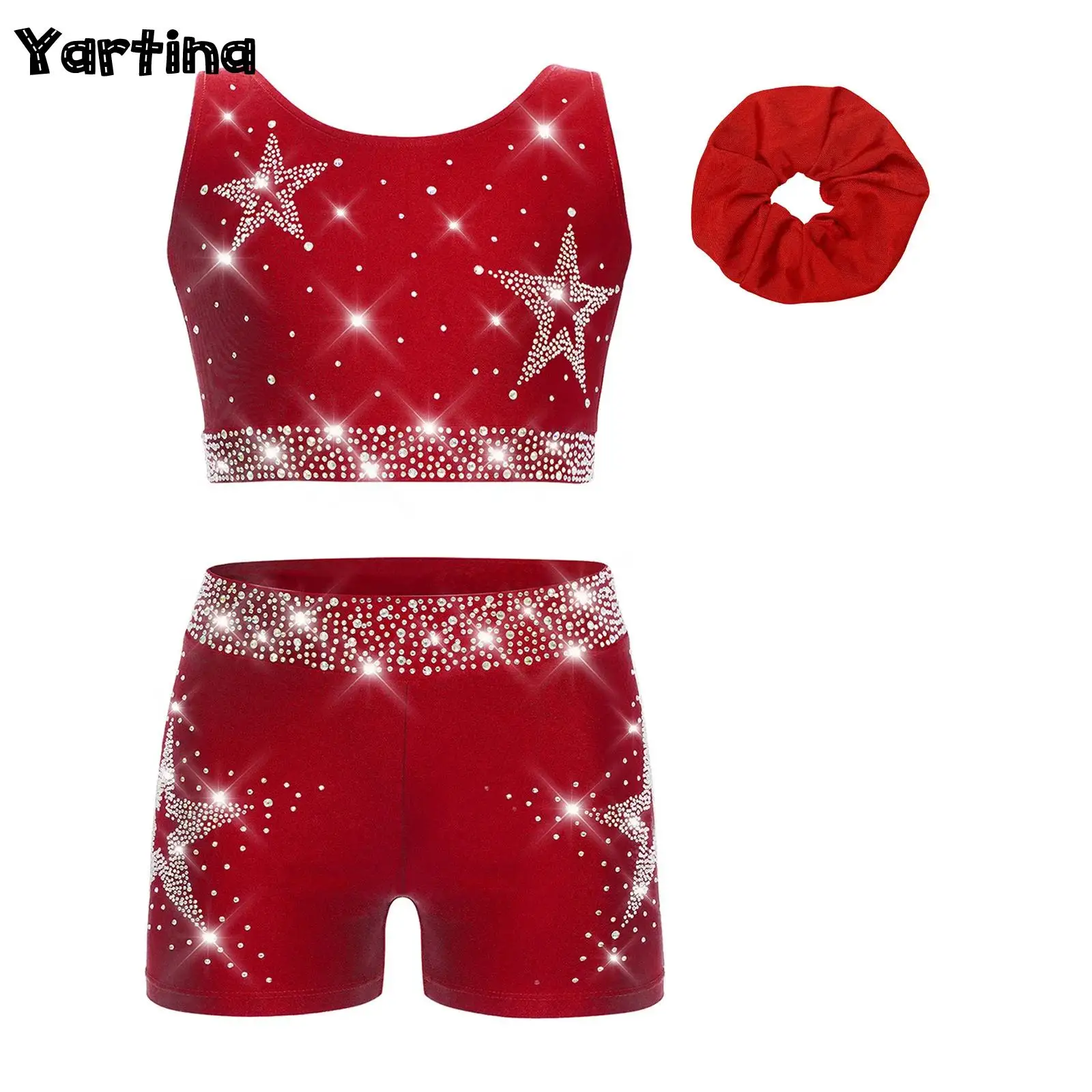 Kids Girls Shiny Rhinestones Gymnastics Figure Skating Ballet Dance Outfit U Neck Crisscross Back Cropped Vest with Shorts
Kids Girls Shiny Rhinestones Gymnastics Figure Skating Ballet Dance Outfit U Neck Crisscross Back Cropped Vest with Shorts