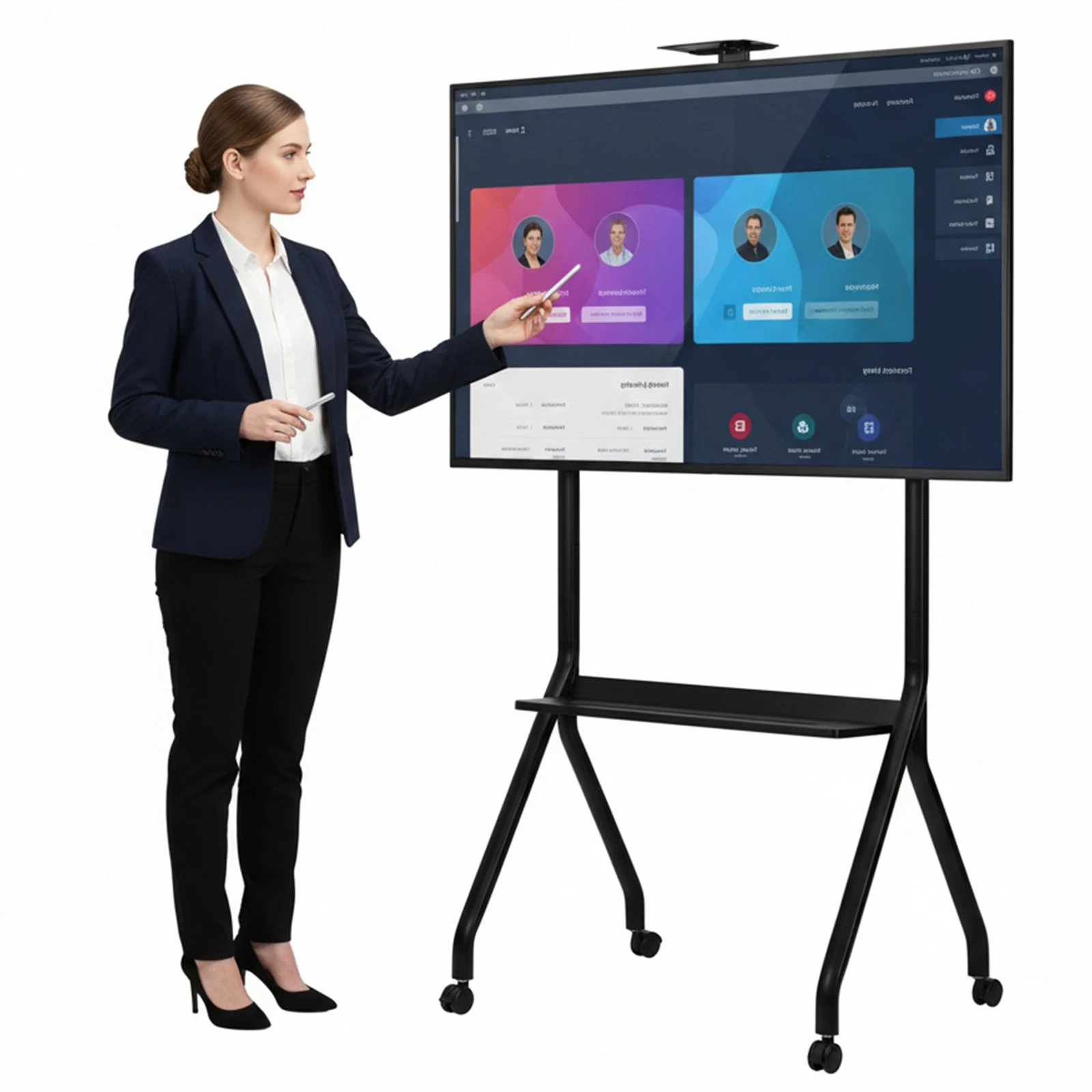 Smart Board Stand 42-75inch 360° Rotating Wheels Mobile Stand Height Adjustable Interactive Whiteboard Stand Hold 300LBS
Smart Board Stand 42-75inch 360° Rotating Wheels Mobile Stand Height Adjustable Interactive Whiteboard Stand Hold 300LBS