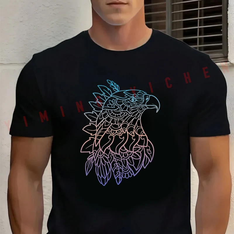 Men's Summer Cotton T-shirt Gradient Colorful Eagle Head Mandala Design Motorcycle Tee Casual Short-sleeve Motorbike Cycling Top
Men's Summer Cotton T-shirt Gradient Colorful Eagle Head Mandala Design Motorcycle Tee Casual Short-sleeve Motorbike Cycling Top