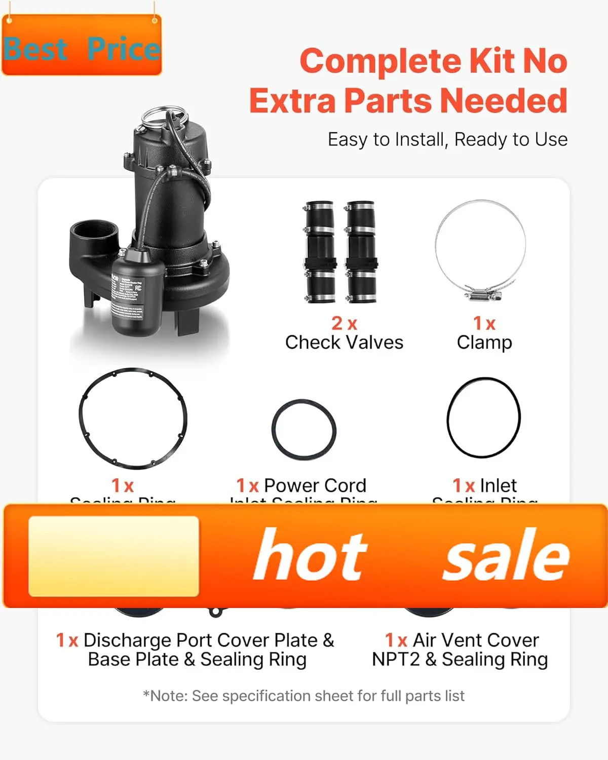 Sewage Grinder System, 1 HP, 5100 GPH Cast Iron Sewage Pump with Basin, Grinding Blade, 120V Automatic Outdoor Water/Seepage Col
Sewage Grinder System, 1 HP, 5100 GPH Cast Iron Sewage Pump with Basin, Grinding Blade, 120V Automatic Outdoor Water/Seepage Col