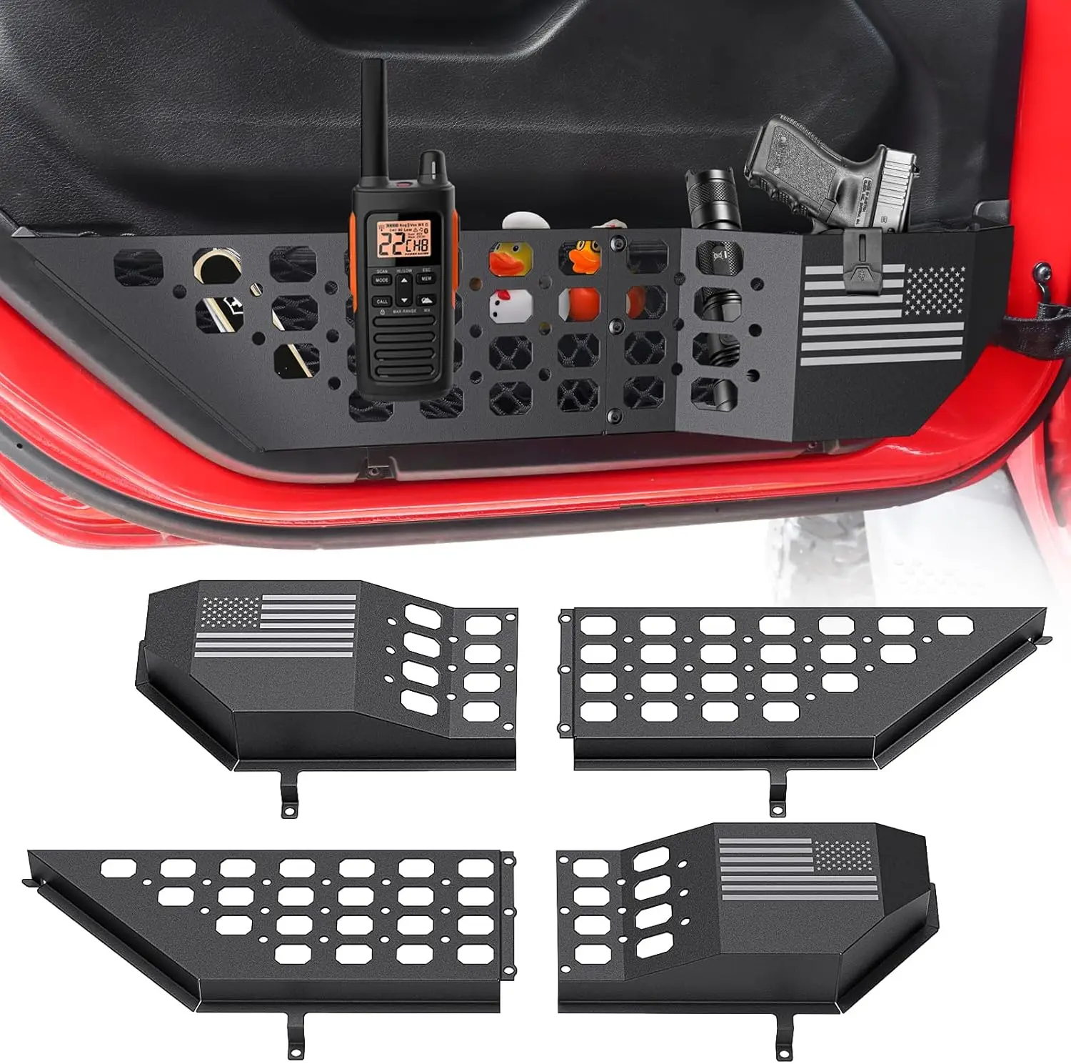 Metal Front Door Storage Box for Jeep Wrangler JL JLU 4XE 2018-2026 & Gladiator JT 2020-2026, Door Organizer Molle Panels (2PCS)
Metal Front Door Storage Box for Jeep Wrangler JL JLU 4XE 2018-2026 & Gladiator JT 2020-2026, Door Organizer Molle Panels (2PCS)