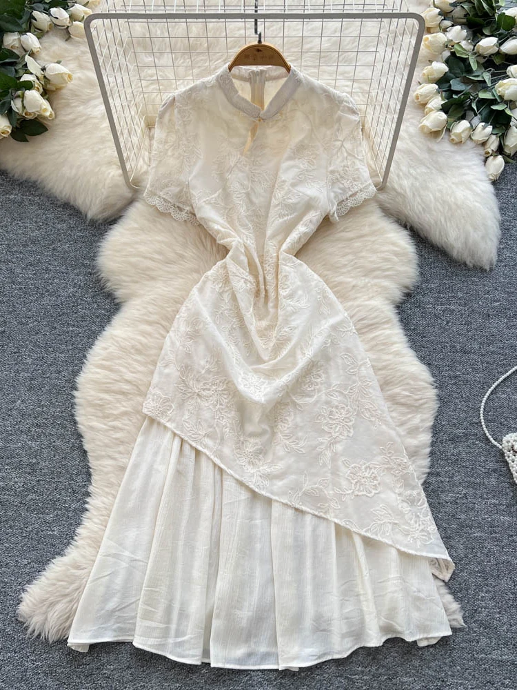 Chinese Dress 2025 Evening Dress New Chinese Style Retro Summer Embroider Pleated Robe Femmes Goddess Dress Apricot Elegant Gown
Chinese Dress 2025 Evening Dress New Chinese Style Retro Summer Embroider Pleated Robe Femmes Goddess Dress Apricot Elegant Gown