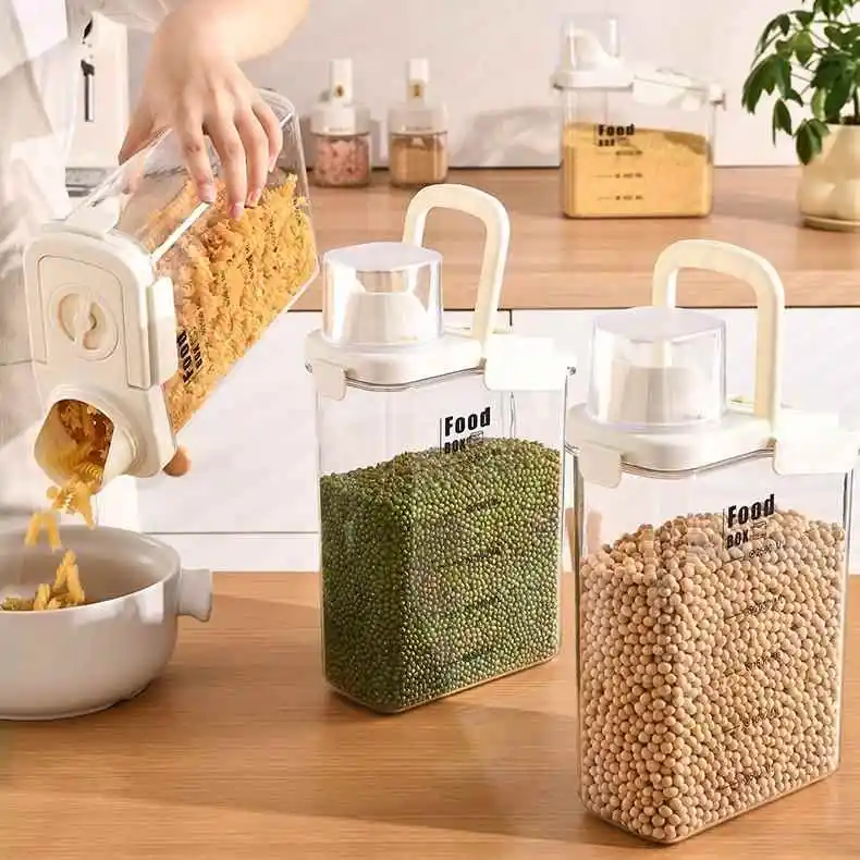 Kitchen Storage Canister with Measuring Cup Transparent Plastic Box Damp-proof Sealed Container for Dry Food And Snacks
Kitchen Storage Canister with Measuring Cup Transparent Plastic Box Damp-proof Sealed Container for Dry Food And Snacks