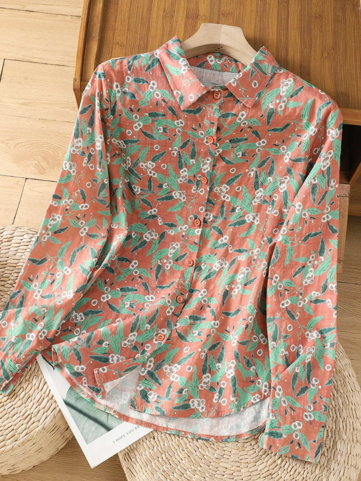 Elegant Loose Long Sleeve Floral Print Shirt Women's Autumn Fashionable Single Button Cotton Linen Top Comfortable Casual Wear
Elegant Loose Long Sleeve Floral Print Shirt Women's Autumn Fashionable Single Button Cotton Linen Top Comfortable Casual Wear