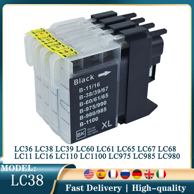 LC38 LC39 LC60 LC61 LC65 LC980 LC985 LC990 LC1100 Refillable Ink Cartridge For Brother DCP-J125 185C 195C J315W DCP- J140W/145
LC38 LC39 LC60 LC61 LC65 LC980 LC985 LC990 LC1100 Refillable Ink Cartridge For Brother DCP-J125 185C 195C J315W DCP- J140W/145