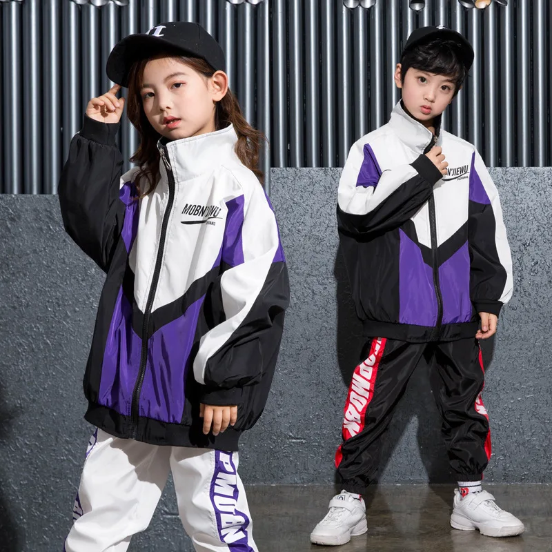 Kid Hip Hop Clothing White Purple Windbreaker Jacket Top Black Casual Jogger Pants for Girl Boy Jazz Dance Wear Costumes Clothes
Kid Hip Hop Clothing White Purple Windbreaker Jacket Top Black Casual Jogger Pants for Girl Boy Jazz Dance Wear Costumes Clothes