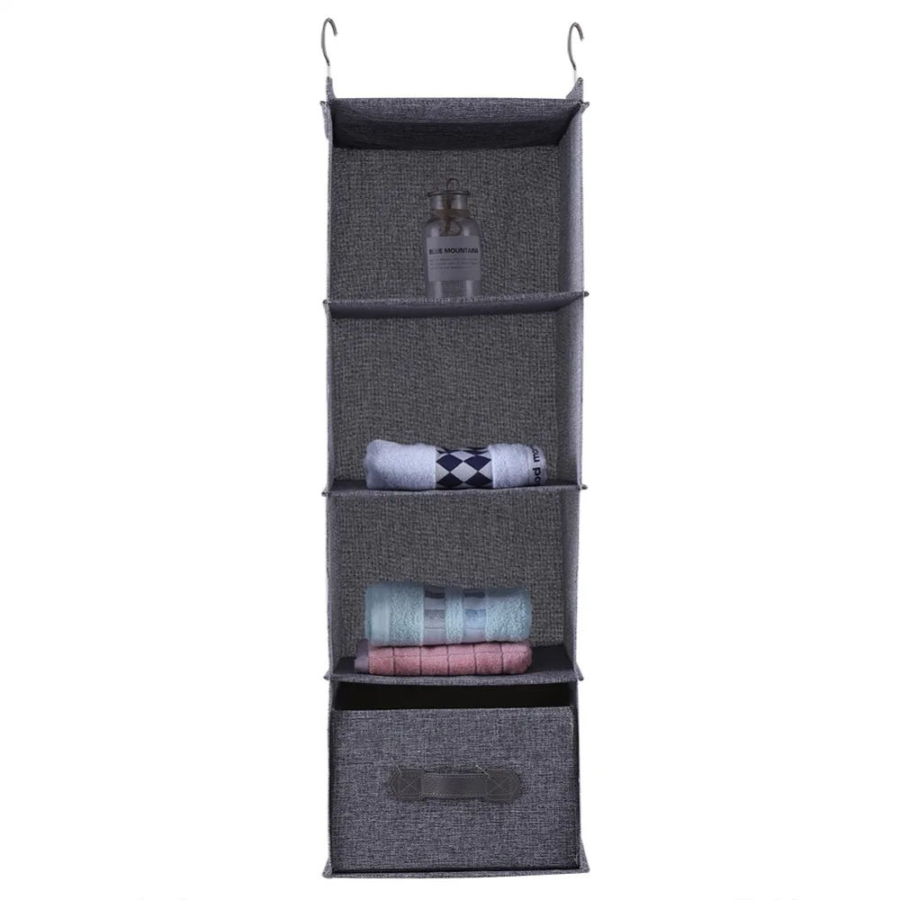 4 Shelves Hanging Closet Organizer Gray Color Foldable Hanging Closet Storage With Drawer Multi-Functional
4 Shelves Hanging Closet Organizer Gray Color Foldable Hanging Closet Storage With Drawer Multi-Functional