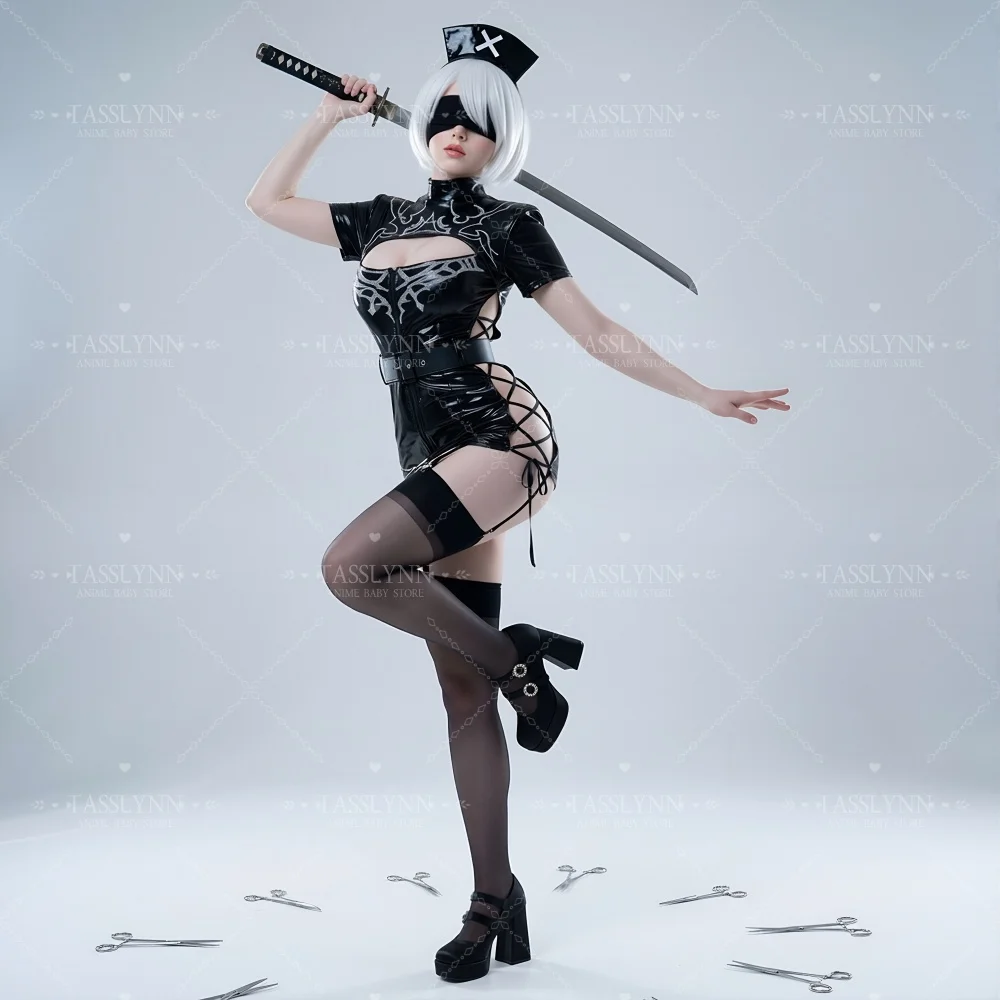 Gothic Nurse Yorha 2B Cosplay Costume NieR Women PU Leather Mini Dress with Headwear Black Gothic Nurse Cosplay Costume
Gothic Nurse Yorha 2B Cosplay Costume NieR Women PU Leather Mini Dress with Headwear Black Gothic Nurse Cosplay Costume