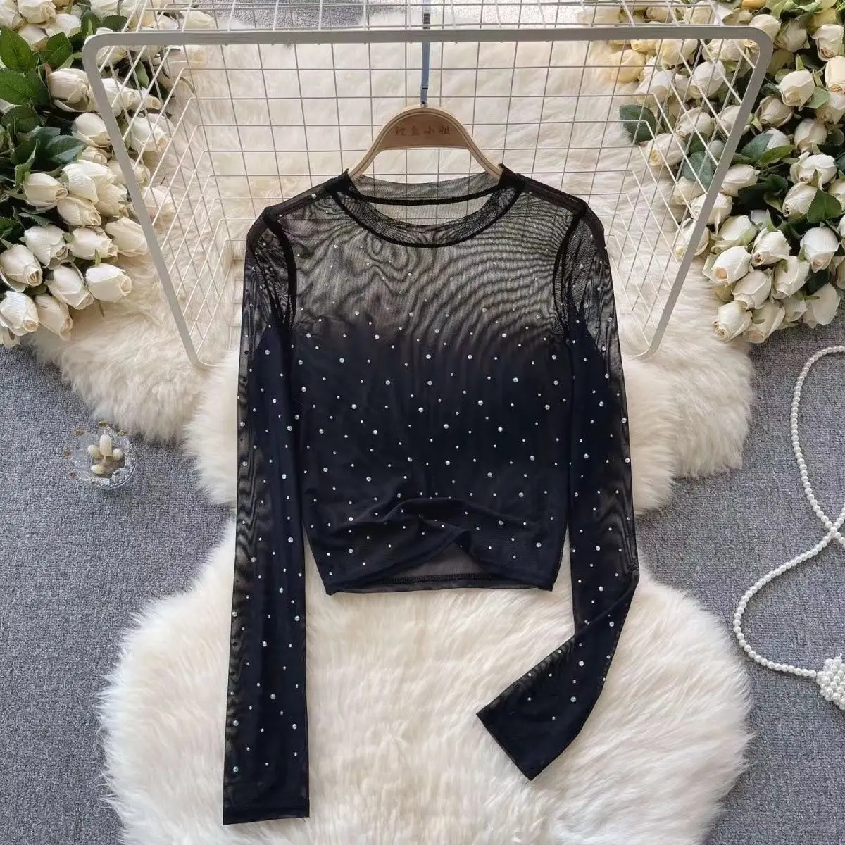 Sexy Long-sleeve Tshirt Shiny Summer Crop Top Women Dance Top Latin Dance Sheer Underwear Tulle Undershirt Streetwear Black Pink
Sexy Long-sleeve Tshirt Shiny Summer Crop Top Women Dance Top Latin Dance Sheer Underwear Tulle Undershirt Streetwear Black Pink