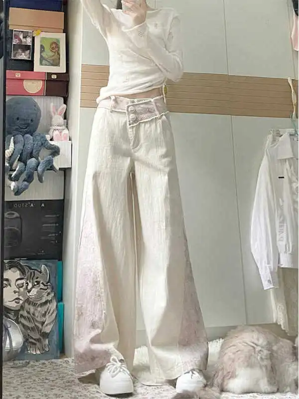 High Waist Wide Leg Jeans Women's Spring Autumn New Design Sense Patchwork White Denim Pants Loose Fit Floor-Length
High Waist Wide Leg Jeans Women's Spring Autumn New Design Sense Patchwork White Denim Pants Loose Fit Floor-Length