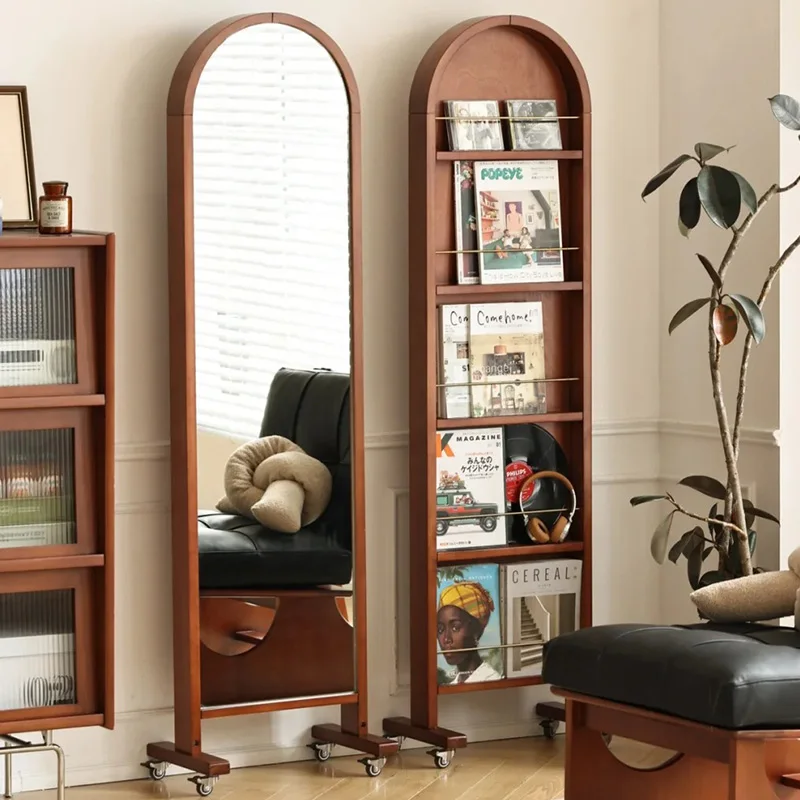 Wood Full Body Mirror Integrated Magazine Rack Cloakroom Floor Movable Mirrors Rotating Bedroom Porch Espejo Room Decoration
Wood Full Body Mirror Integrated Magazine Rack Cloakroom Floor Movable Mirrors Rotating Bedroom Porch Espejo Room Decoration