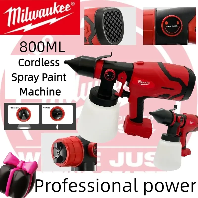 Milwaukee Cordless Electric Spray Gun High Power Paint Sprayer 800ML Portable Auto Furniture Steel Coating Airbrush
Milwaukee Cordless Electric Spray Gun High Power Paint Sprayer 800ML Portable Auto Furniture Steel Coating Airbrush
