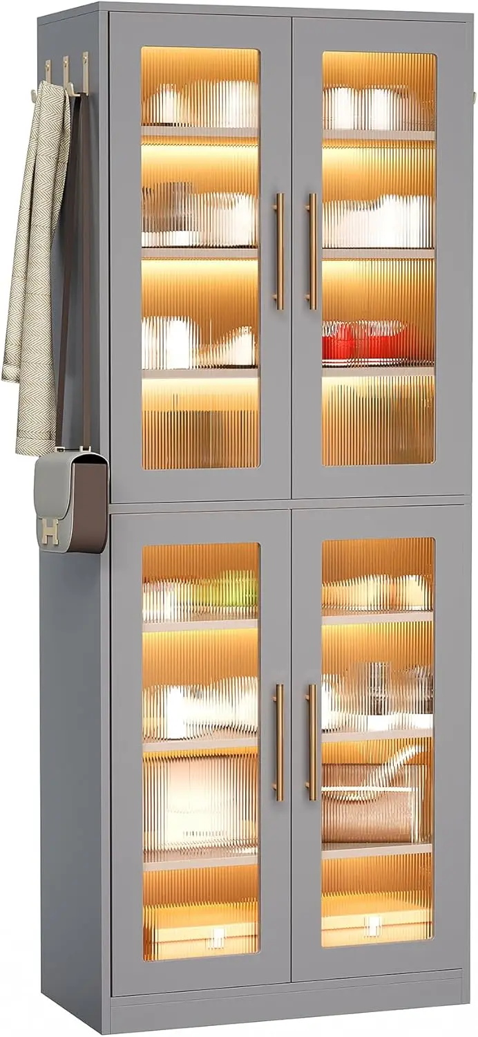 Stylish 8-Tier Vertical Shoe Rack with Built-in LED Lighting, Doors for Dust Protection, and Convenient External Hooks,
Stylish 8-Tier Vertical Shoe Rack with Built-in LED Lighting, Doors for Dust Protection, and Convenient External Hooks,