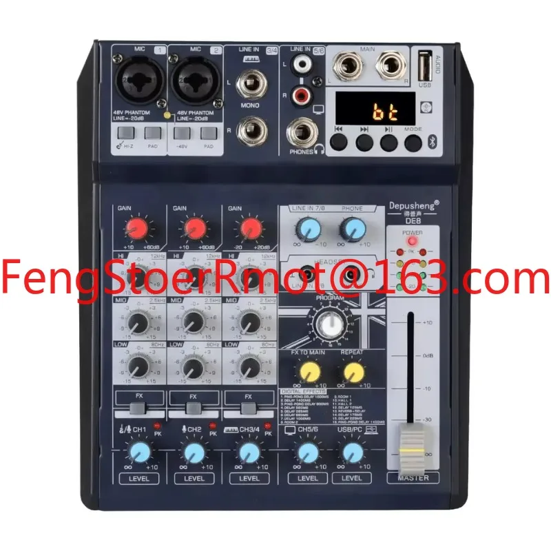 Depusheng DE8 Professional 8 Channel Mixing Console for PC Recording
Depusheng DE8 Professional 8 Channel Mixing Console for PC Recording