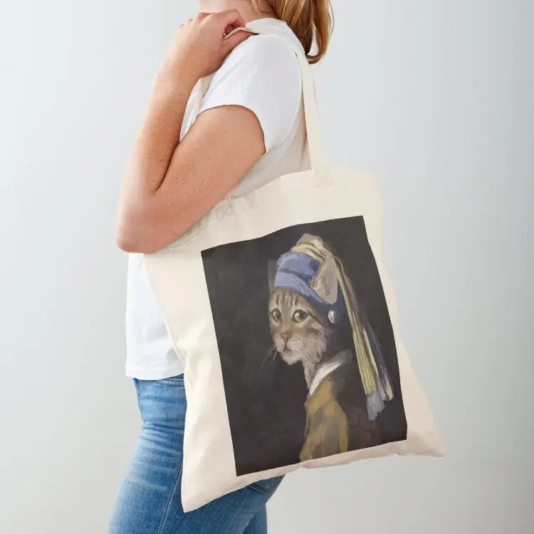 Cat with a Pearl Earring Tote Bag Women's shopping bag hand bag ladies Reusable bags supermarket folding 
Cat with a Pearl Earring Tote Bag Women's shopping bag hand bag ladies Reusable bags supermarket folding