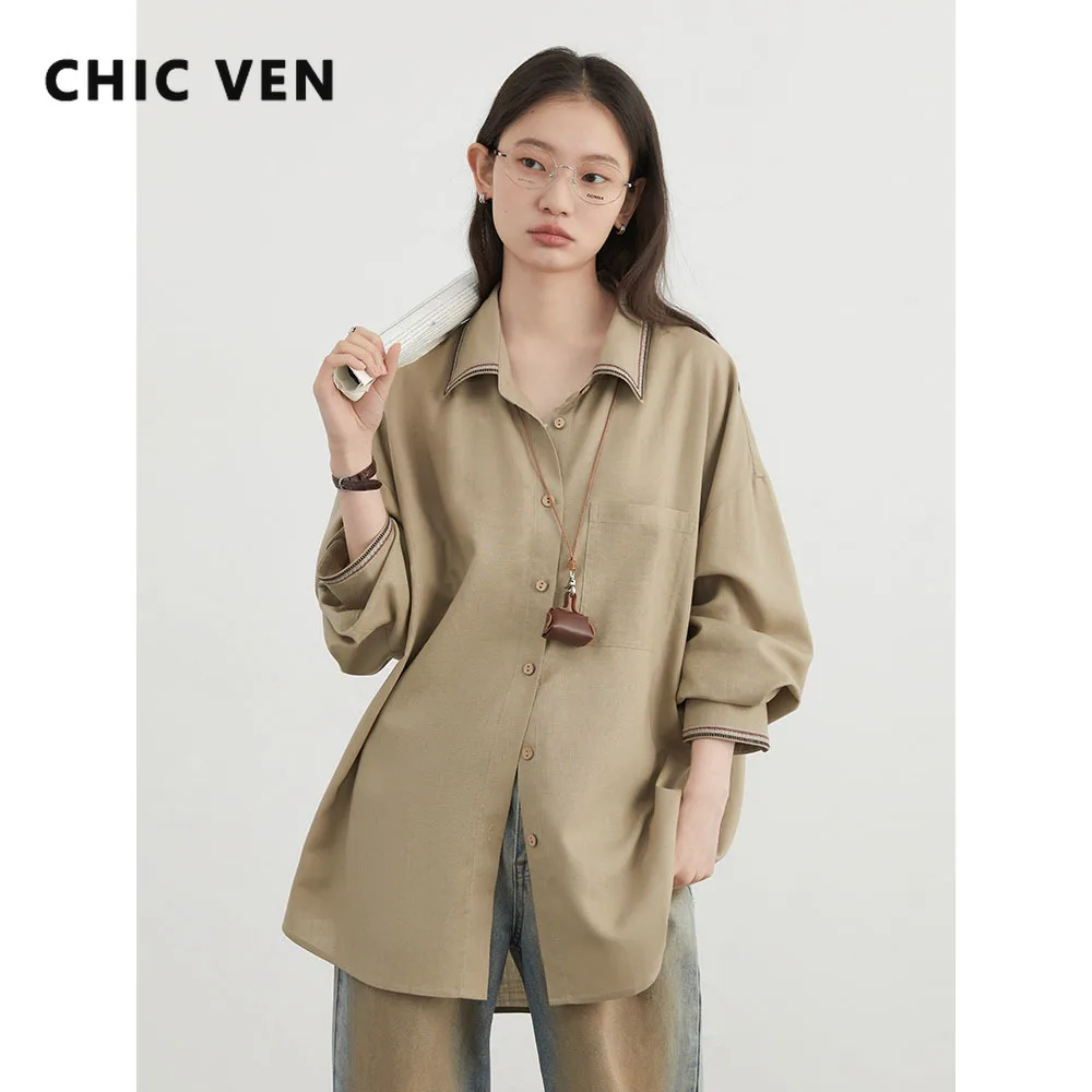 CHIC VEN женские рубашки повседневные свободные контрастные вышитые блузки цвета хаки модная женская одежда весна-лето новинка 2025
CHIC VEN женские рубашки повседневные свободные контрастные вышитые блузки цвета хаки модная женская одежда весна-лето новинка 2025